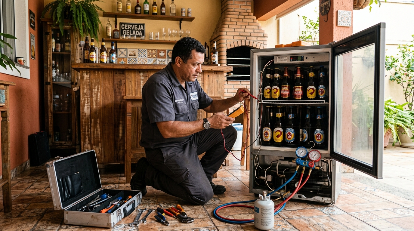 Aplicação de gás refrigerante em cervejeira atendida em Marília‑SP